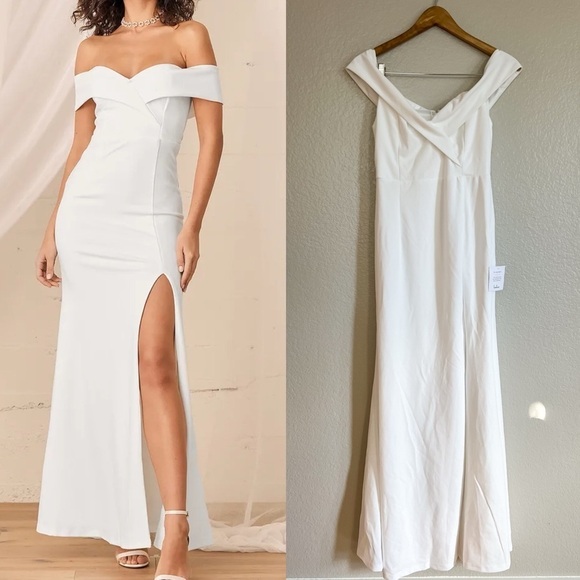 Song of Love White Off-the-Shoulder Maxi Dress - Picture 1 of 9